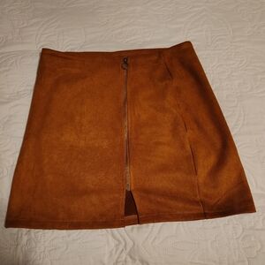 Brown Suede Mini Skirt